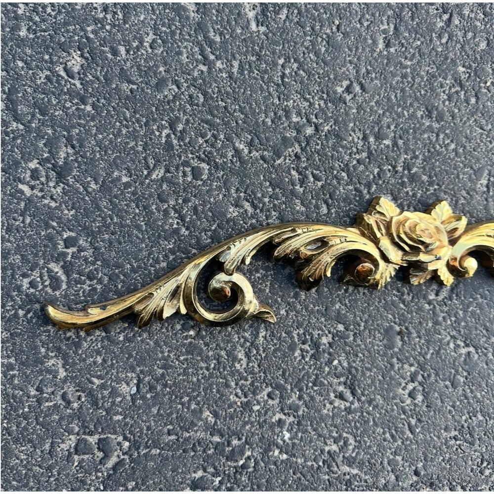 Faux Brass scrolling wall decor topper door frame, vintage baroque french rococo - Picture 4 of 10